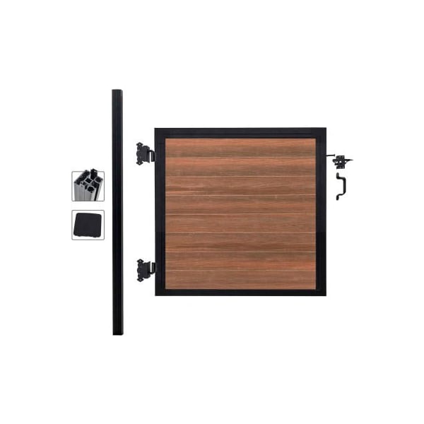 Jewett Cameron Companies Full Composite 4'W x 4'H King Cedar Aluminum/CompositeAdjustable Single Gate Kit-IN GROUND ONLY EF UT1214 - main